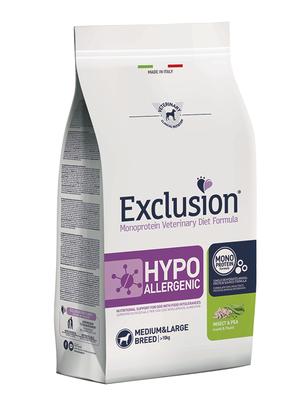 Immagine di Exclusion Diet Hypoallergenic Medium/Large Breed Insetti e Piselli - 12 kg
