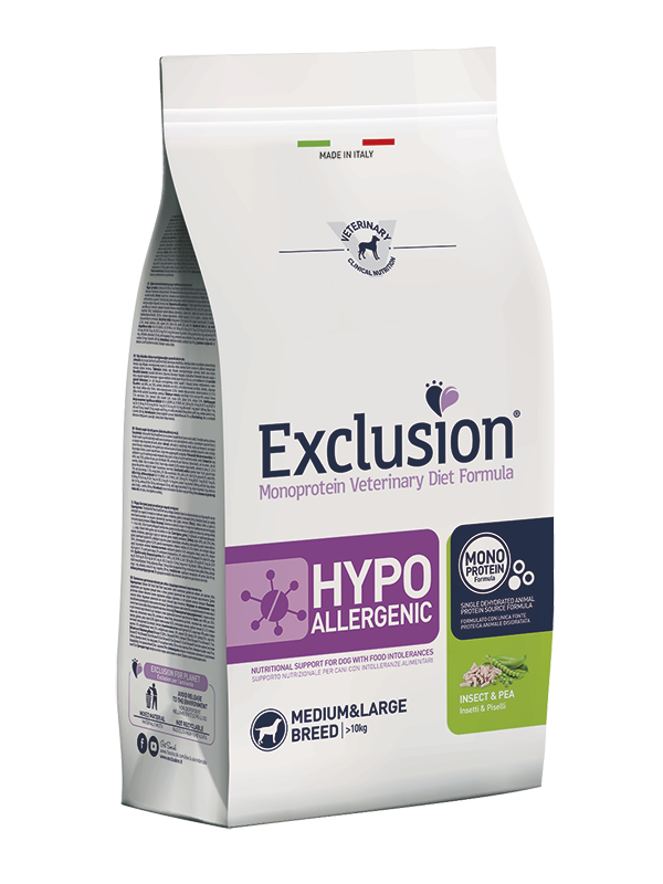 Image of Exclusion Diet Hypoallergenic Medium/Large Breed Insetti e Piselli - 12 kg Dieta Veterinaria per Cani