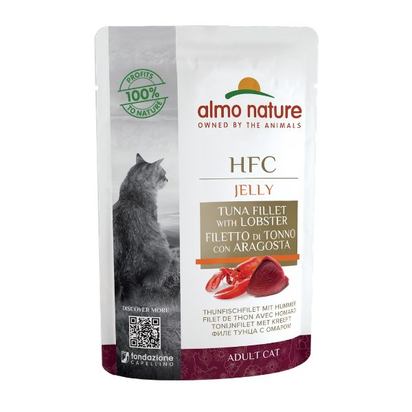 Image of Almo Nature HFC Jelly Adult 55 gr - Tonno e Aragosta Confezione da 24 pezzi Cibo umido per gatti