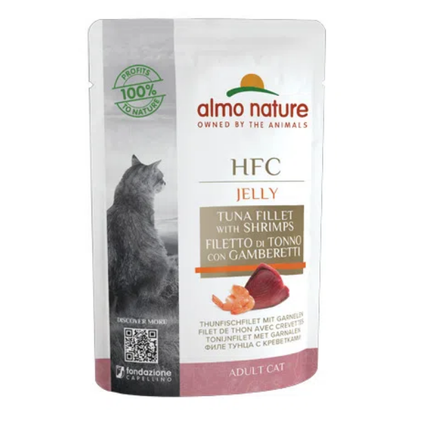Almo Nature HFC Jelly Adult 55 gr - Tonno e Gamberetti Confezione da 24 pezzi