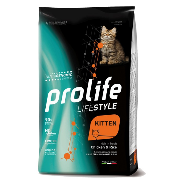 Image of Prolife Lifestyle Gatto Kitten Pollo e Riso - 400 gr Croccantini per gatti