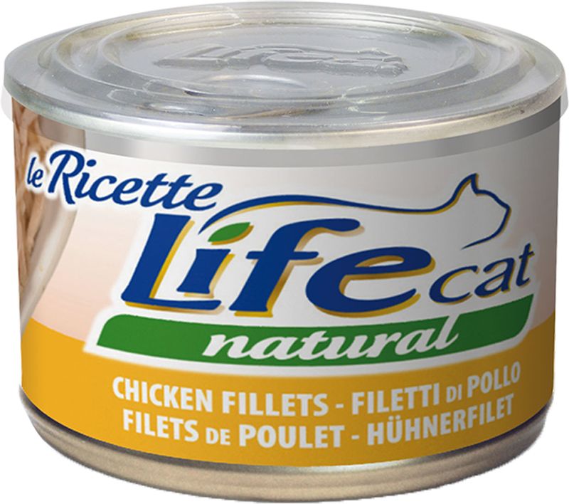 Image of Life Cat Natural Le Ricette 150 gr - Filetti di Pollo Confezione da 6 pezzi Cibo umido per gatti