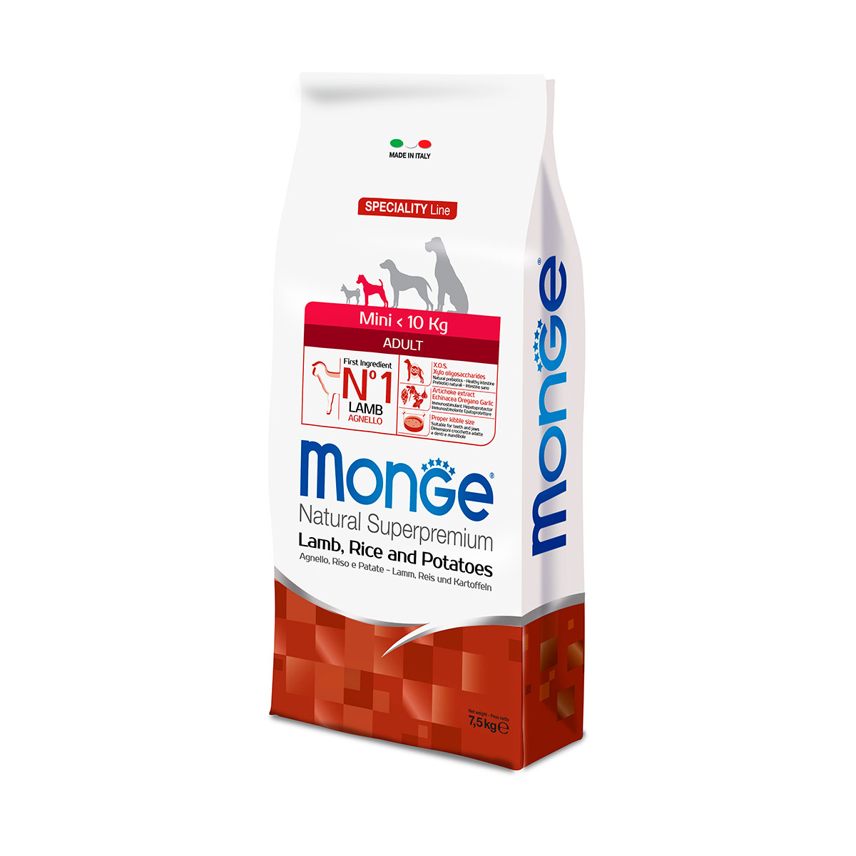 Image of Monge Natural Superpremium Mini Adult Monoprotein Agnello con Riso e Patate - 7,5 kg Croccantini per cani Monoproteico crocchette cani