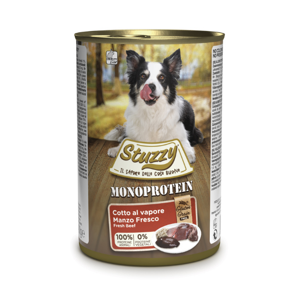 Stuzzy Monoprotein gluten free 400 gr - Manzo - Umido Monoproteico Cane - 1° ORDINE? scegli lo sconto BZR5 / BZR20 + 200 punti fedeltà