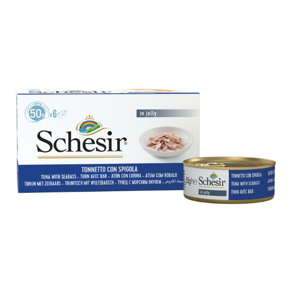 Image of Schesir Cat Multipack 6x50 gr - Tonnetto con Spigola Cibo umido per gatti