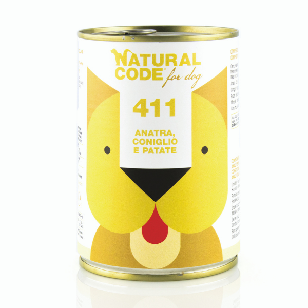 Image of Natural Code Dog Adult 400gr - Anatra, Coniglio e Patate Confezione da 6 pezzi Cibo Umido per Cani