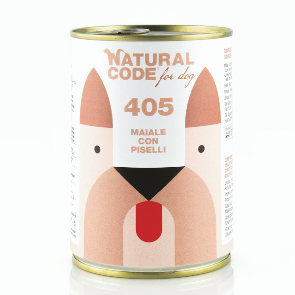 Image of Natural Code Dog Adult 400gr - Maiale e Piselli Confezione da 6 pezzi Cibo Umido per Cani