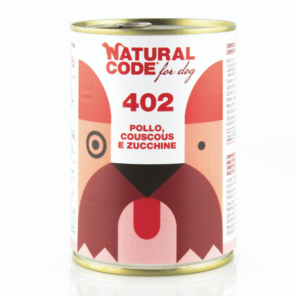 Natural Code Dog Adult 400gr - Pollo, Cous Cous e Zucchini Confezione da 6 pezzi
