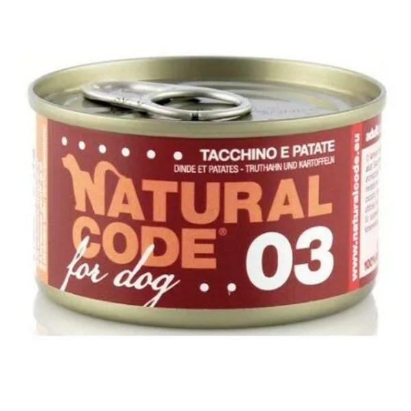 Natural Code for Dog 90 gr - Tacchino e Patate Confezione da 6 pezzi