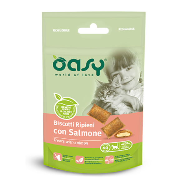 Image of Oasy Cat Biscotti Ripieni 60 gr - Salmone