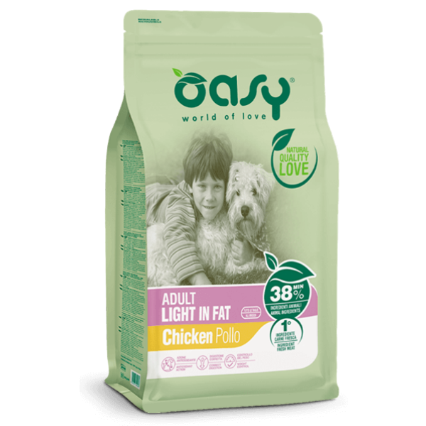 Image of Oasy Dog Adult Light in Fat - 12 kg Croccantini per cani