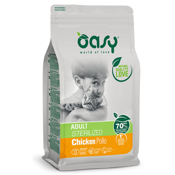 Image of Oasy Adult Cat Sterilized Pollo - 7,5 kg Croccantini per gatti