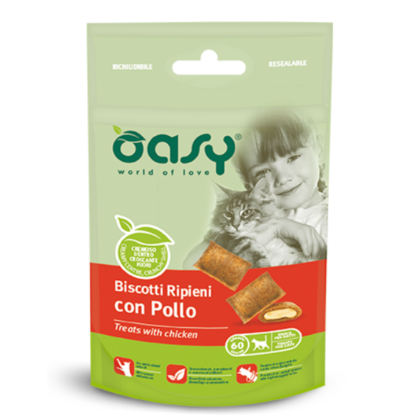 Image of Oasy Cat Biscotti Ripieni 60 gr - Pollo