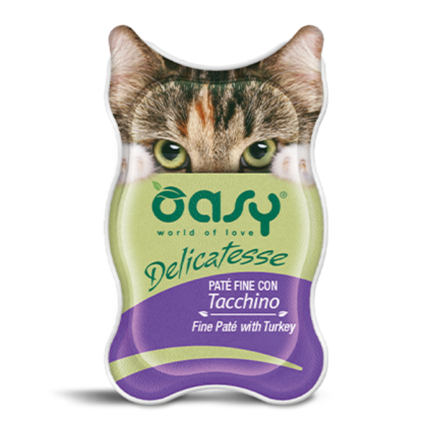 Image of Oasy Delicatesse 85 gr - Patè con Tacchino Confezione da 18 pezzi Cibo umido per gatti