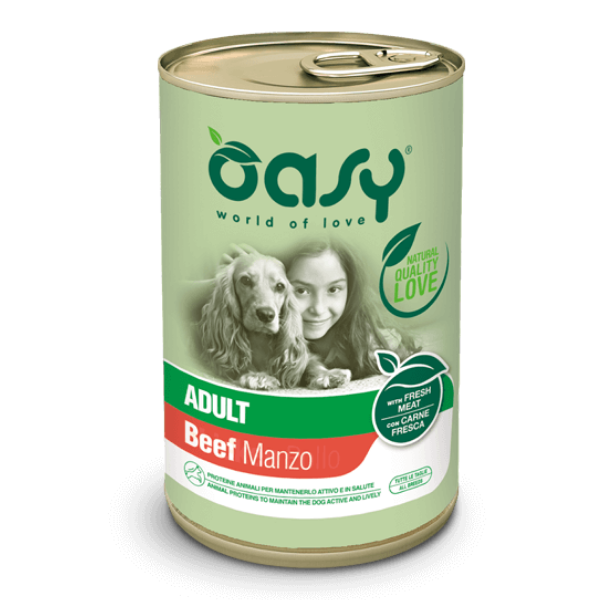 Image of Oasy Lifestage Dog Paté Adult 400 gr - Manzo Confezione da 12 pezzi Cibo Umido per Cani