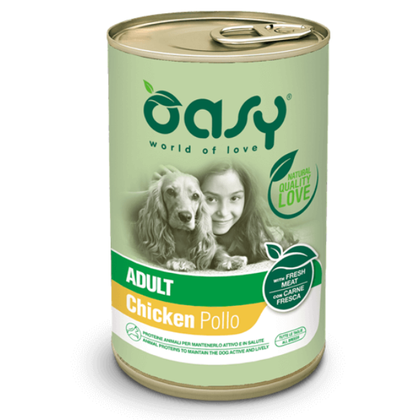 Image of Oasy Lifestage Dog Paté Adult 400 gr - Pollo Confezione da 12 pezzi Cibo Umido per Cani