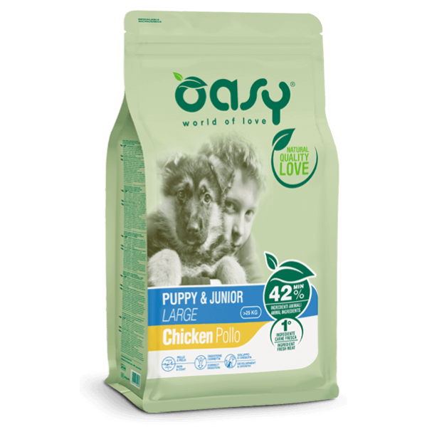 Image of Oasy Dog Puppy Junior Large Pollo - 12 kg Croccantini per cani