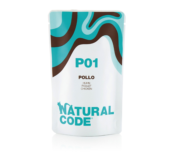 Image of Natural Code Adult Buste in Acqua di Cottura 70 gr - P01 - Pollo Confezione da 24 pezzi Cibo umido per gatti