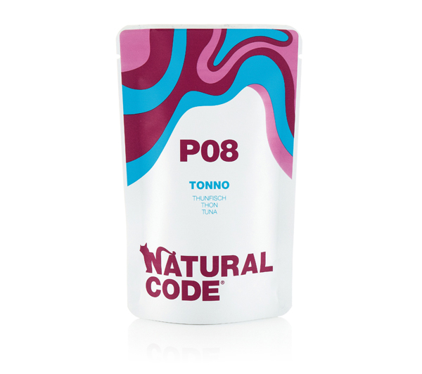 Image of Natural Code Adult Buste in Acqua di Cottura 70 gr - P08 - Tonno Confezione da 24 pezzi Cibo umido per gatti