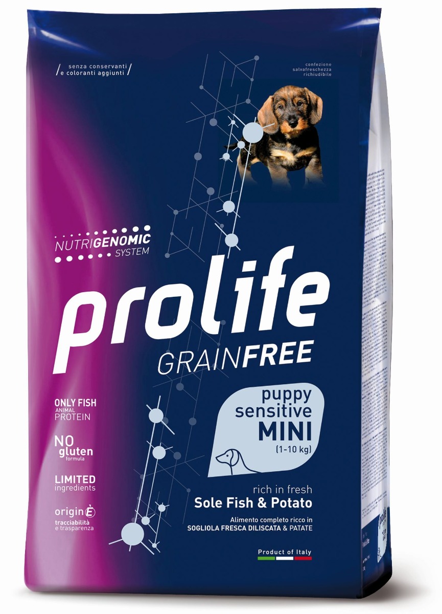 Prolife Grain Free Cane Puppy Sensitive Mini Sogliola e Patate - 600 gr