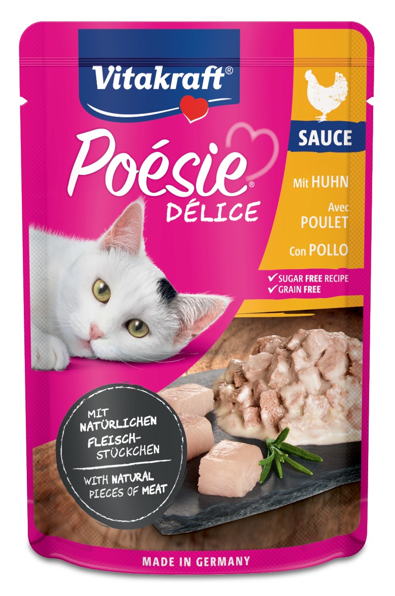 Image of Vitakraft Poèsie Deli Sauce - con Filetto di Pollo Confezione da 23 pezzi Cibo umido per gatti