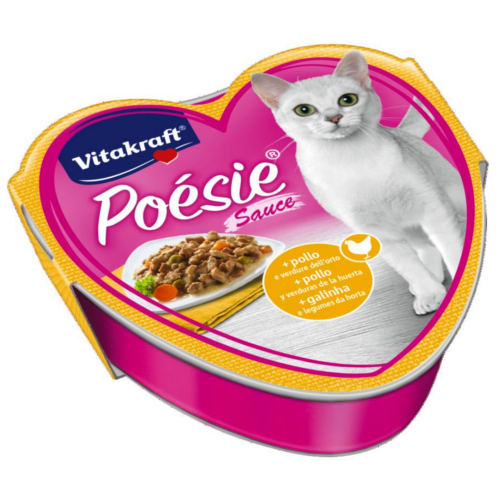 Image of Vitakraft Poésie in delicata salsa 85 gr - Pollo e verdure dell'orto Confezione da 15 pezzi Cibo umido per gatti