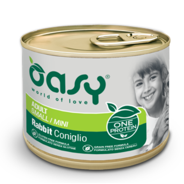 Image of Oasy Monoproteico Adult Mini 200 gr - Coniglio Confezione da 6 pezzi Cibo Umido per Cani