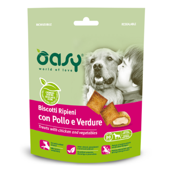 Image of Oasy Dog Biscotti Ripieni 80 gr - Pollo e verdure