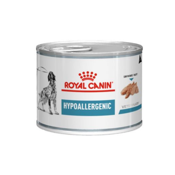 Image of Royal Canin Hypoallergenic Umido Cane - 200 gr Confezione da 6 pezzi Dieta Veterinaria per Cani