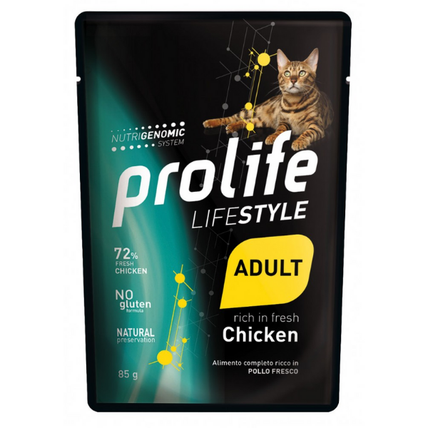 Image of Prolife Lifestyle Gatto Adult Umido 85 gr - Pollo Confezione da 12 pezzi Cibo umido per gatti