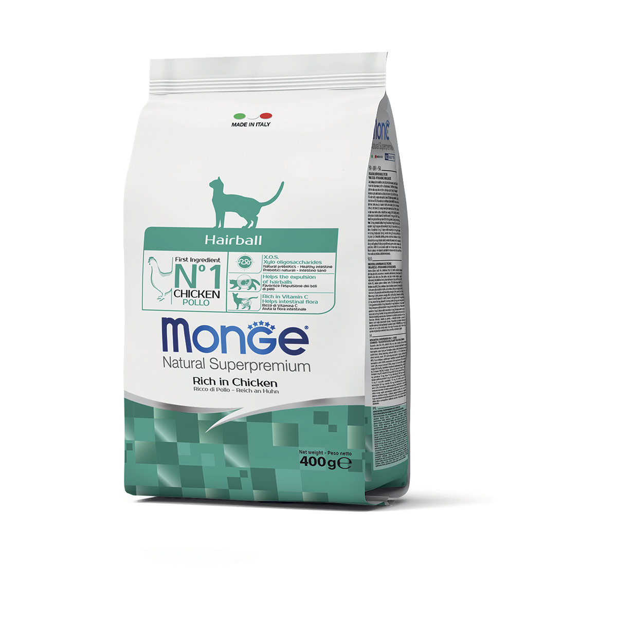 Image of Monge Natural Superpremium Hairball Ricco in Pollo - 400 gr Croccantini per gatti