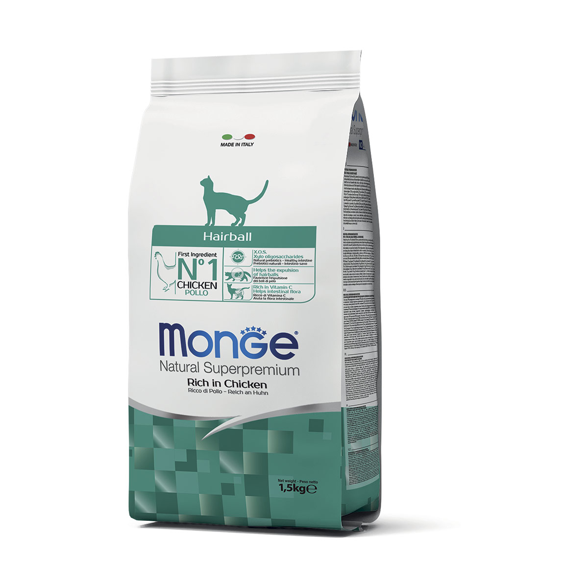 Image of Monge Natural Superpremium Hairball Ricco in Pollo - 1,5 kg Croccantini per gatti