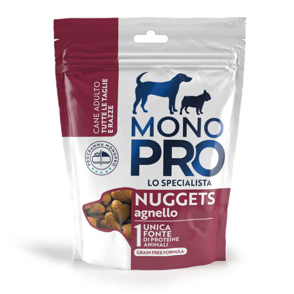 Monopro lo specialista Dog Adult Nuggets croccanti Grain Free 80 gr - Agnello - 1° ORDINE? scegli lo sconto BZR5 / BZR20 + 200 punti fedeltà