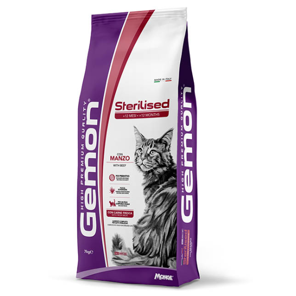 Monge Gemon Cat Sterilised con Manzo - 7 Kg - 1° ORDINE? scegli lo sconto BZR5 / BZR20 + 200 punti fedeltà