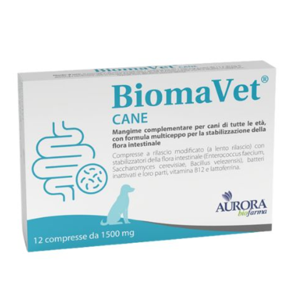 Aurora Biofarma Biomavet Cane compresse per la stabilizzazione della flora intestinale - 1500 mg - 12 compresse - 1° ORDINE? scegli lo sconto BZR5 / BZR20 + 200 punti fedeltà - Integratori per cani