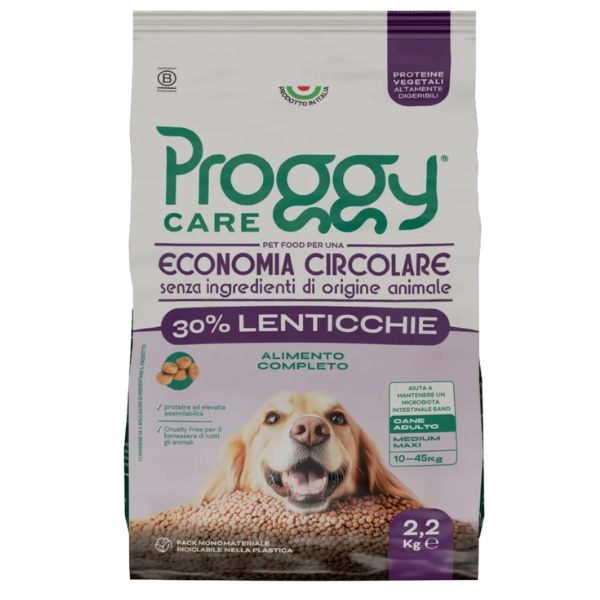 Proggy Care Dog Adult Medium/Large 100% vegetale a base di Lenticchie - 2,2 Kg - 1° ORDINE? scegli lo sconto BZR5 / BZR20 + 200 punti fedeltà