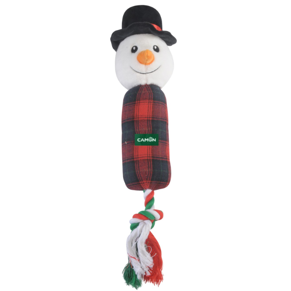 Gioco pupazzo di neve con corda e squeaker natalizio Camon - 36 cm - 1° ORDINE? scegli tra BZR5 / BZR20 + 200 pt fedeltà