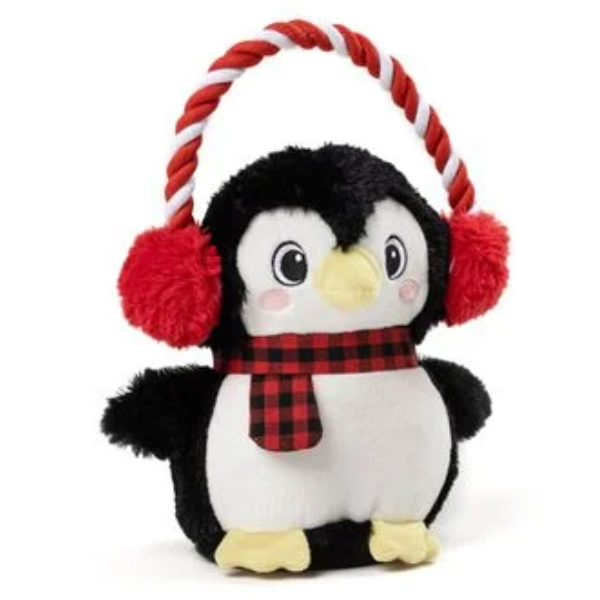 Peluche per cani con corda e squeaker Pinguino Chilly Leopet
