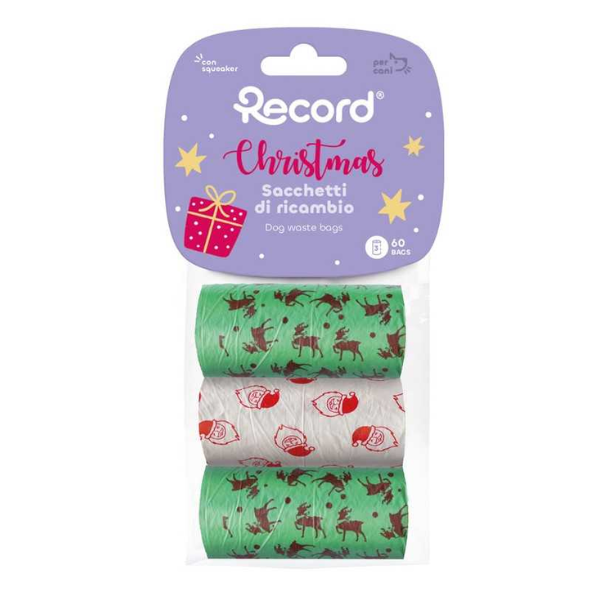 Sacchetti igienici Rotolini di Natale Record - 3 rotoli da 60 strappi - 1° ORDINE? scegli tra BZR5 / BZR20 + 200 pt fedeltà