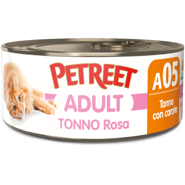 Petreet Natura Tonno Rosa Cat 140 gr - Tonno con carote - Confezione da 12 pezzi - Cibo umido per gatti - 1° ORDINE? scegli tra BZR5 / BZR20 + 200 pt fedeltà