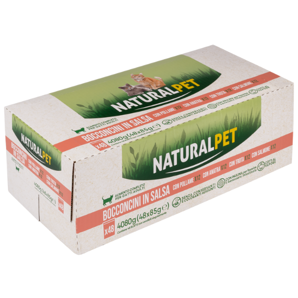 NaturalPet Cat Adult Bocconcini in salsa multipack 48x85 gr - Multigusto - 1° ORDINE? scegli tra BZR5 / BZR20 + 200 pt fedeltà