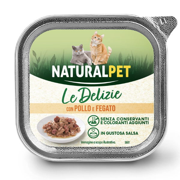 NaturalPet Cat Adult Le Delizie bocconcini in gustosa salsa 85 gr - Pollo e fegato - Confezione da 6 pezzi - 1° ORDINE? scegli tra BZR5 / BZR20 + 200 pt fedeltà