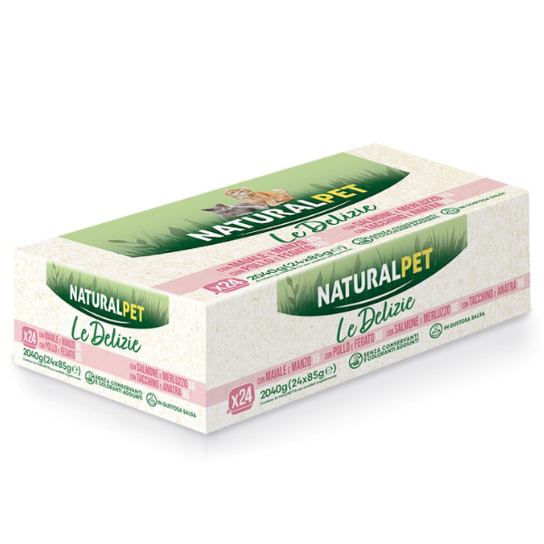 NaturalPet Cat Adult Le Delizie bocconcini in gustosa salsa Multipack 24x85 gr - Multigusto - 1° ORDINE? scegli tra BZR5 / BZR20 + 200 pt fedeltà