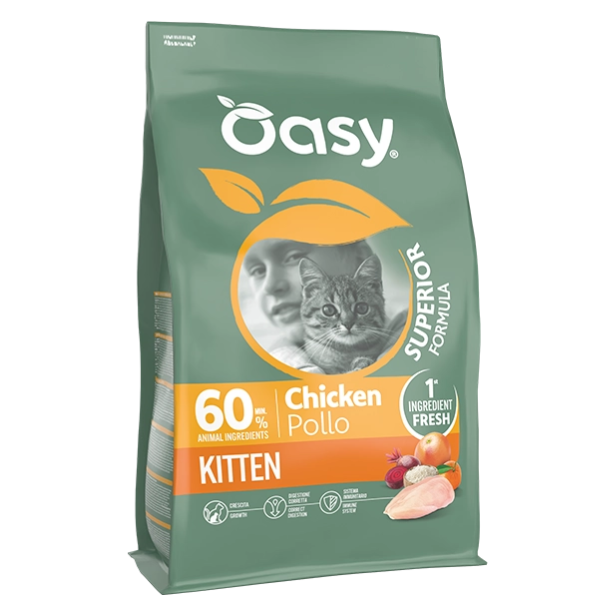 Oasy Superior Formula Kitten Pollo - 1,5 Kg - 1° ORDINE? scegli tra BZR5 / BZR20 + 200 pt fedeltà