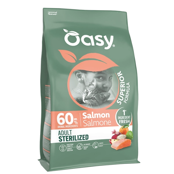 Oasy Superior Formula Cat Adult Sterilized Salmone - 300 gr - 1° ORDINE? scegli tra BZR5 / BZR20 + 200 pt fedeltà