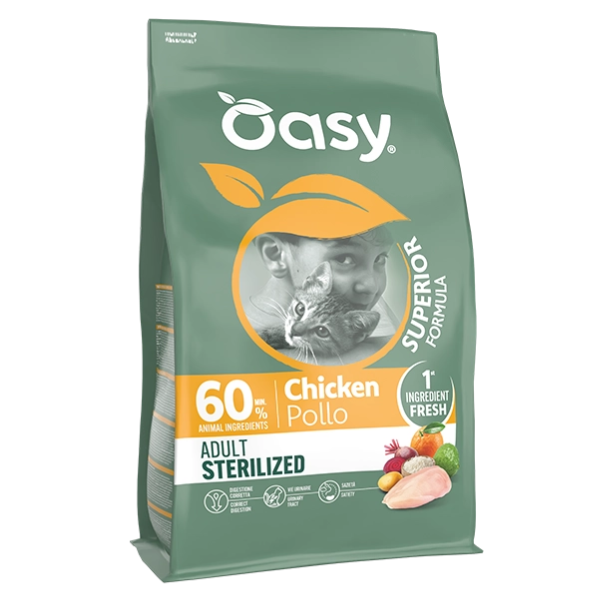 Oasy Superior Formula Cat Adult Sterilized Pollo - 300 gr - 1° ORDINE? scegli tra BZR5 / BZR20 + 200 pt fedeltà