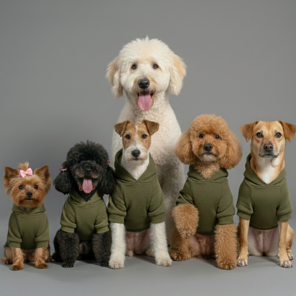 Felpa per cani mono colorazione Verde muschio Bauzaar