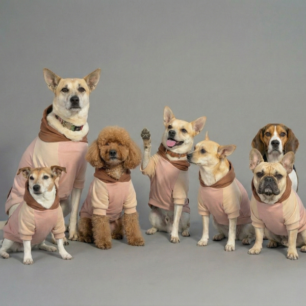 Felpa per cani colorazione a blocchi Base rosa Bauzaar