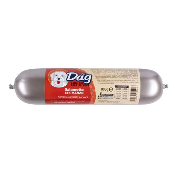 Dag Dog Adult All Breeds Salamotto alimento umido 800 gr - Manzo - Cibo Umido per Cani - 1° ORDINE? scegli lo sconto BZR5 / BZR20 + 200 punti fedeltà