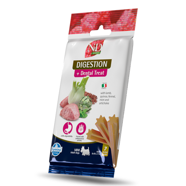 Farmina N&D Quinoa snack dentali funzionali per cani Adult Mini 60 gr - Digestion - 1° ORDINE? scegli lo sconto BZR5 / BZR20 + 200 punti fedeltà